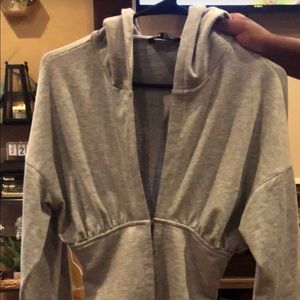 Grey Shein hooded half snap bottom closure Sz S